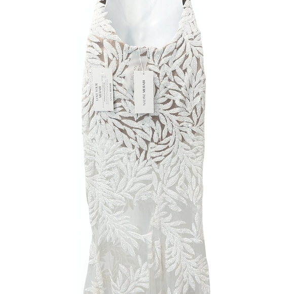 NWT Nadine Merabi White Stella Gown Size Small/Medium - 6 - Picture 5 of 17